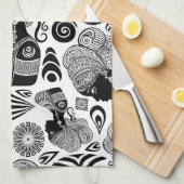 African Girl Portrait Tribal Tattoo Theedoek (Quarter Fold)