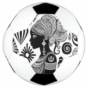 African Girl Portrait Tribal Tattoo Voetbal