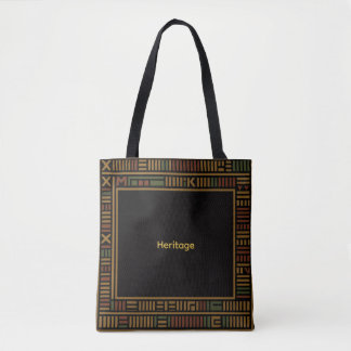 African Gold Kente Pattern Canvas tas