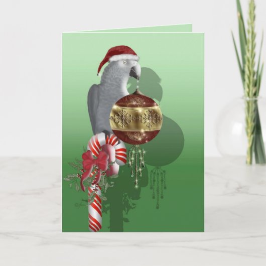 African Grey Christmas Feestdagen Kaart (Voorkant)