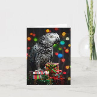 African Grey on Gifts — Festive Greeting Card Feestdagen Kaart