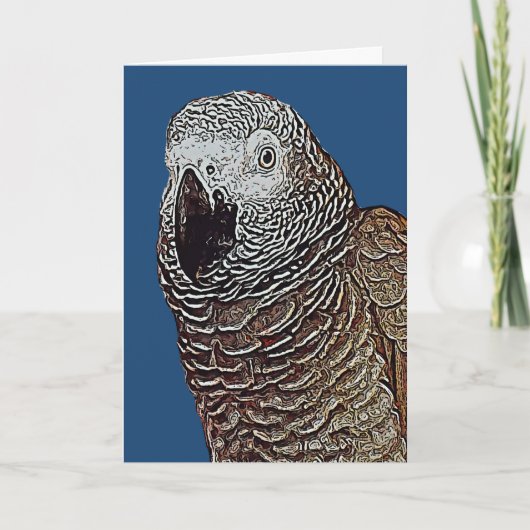 African Grey Parrot Birthday Kaart (Voorkant)