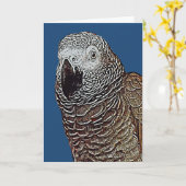 African Grey Parrot Birthday Kaart (Gele Bloem)