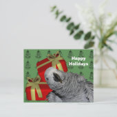 African Grey Parrot Christmas Holiday Briefkaart (Staand voorkant)