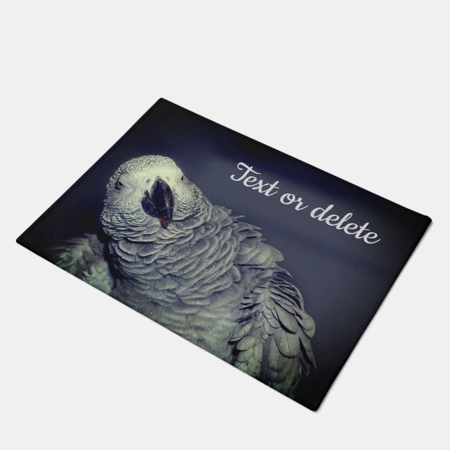 African Grey Parrot Cute Bird Personalized  Deurmat (Schuin)