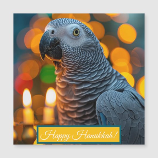 African Grey Parrot Hanukkah Card (Voorkant)