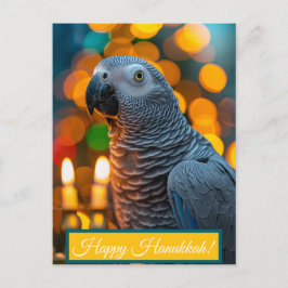 African Grey Parrot Hanukkah Card  Briefkaart