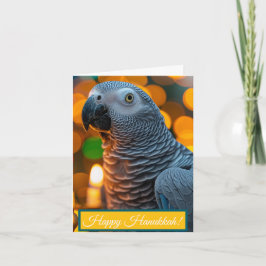 African Grey Parrot Hanukkah Card  Feestdagen Kaart