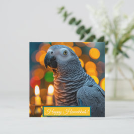 African Grey Parrot Hanukkah Card  Feestdagenkaart
