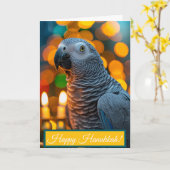 African Grey Parrot Hanukkah Card Kaart (Gele Bloem)