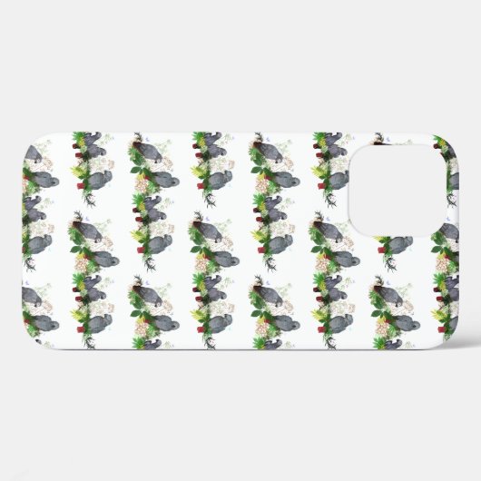 African Grey Parrot Party iPhone 12 Coque (Verso (horizontal))