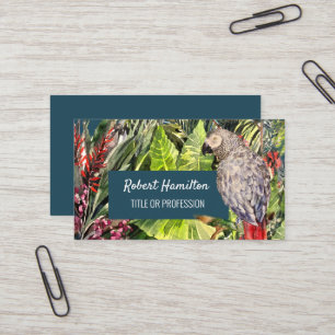 African Grey Parrot waterverf schilderij Visitekaartje