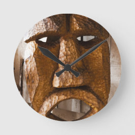 African Hand Carved Masker Ronde Klok