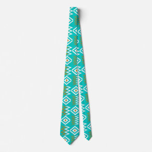 African Kente Cloth Dark Aqua Blauwgroen Blue Neck Stropdas