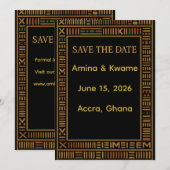 African Kente Gold Wedding Save the Date Kaart (Voorkant / Achterkant)