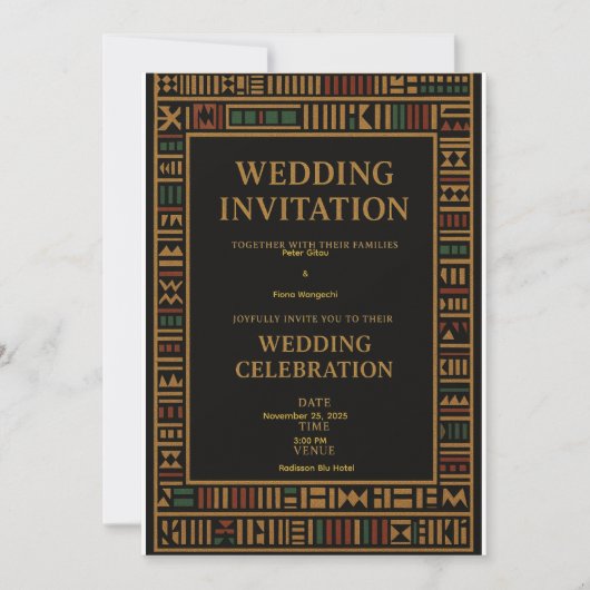 African Kente Wedding Invitation Kaart (Voorkant)