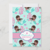 African Mermaid Fourth Birthday Invitation Kaart (Achterkant)