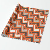 African Oranje Black Minimal Pattern Cadeaupapier (Uitgerold)