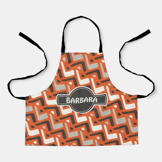 African Oranje Black Minimal Pattern Schort (Voorkant)