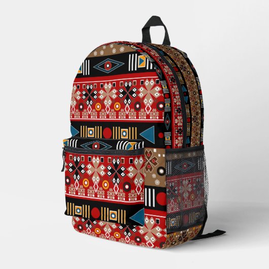 African patterns, oriental pattern throw pillow bedrukte rugzak (Achterkant Hoek Rechts)
