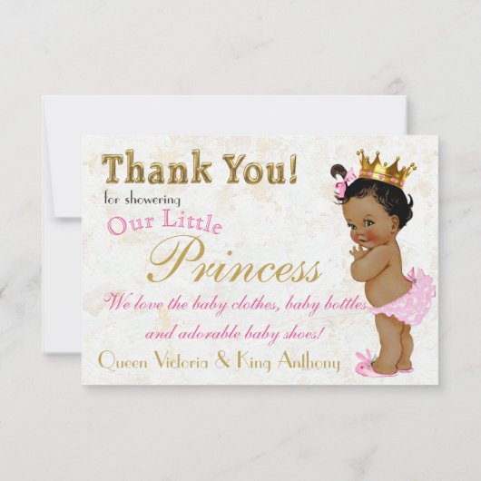 African Princess Elegant Pink|Gold Merci Cartes (Dos)