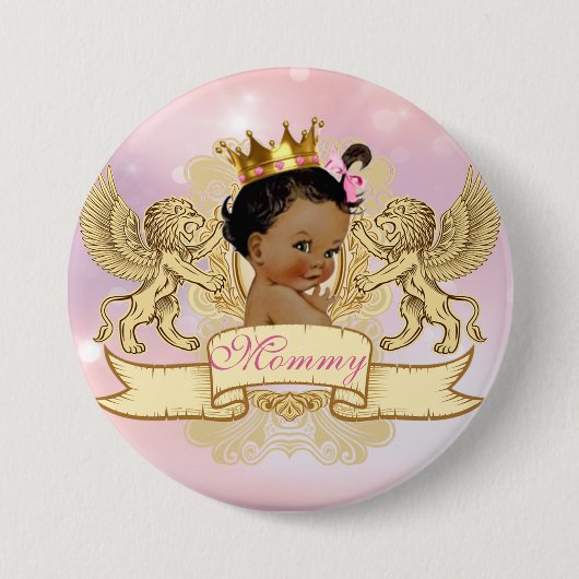 African Princess Pink|Sparkles Baby shower Button (Voorkant)
