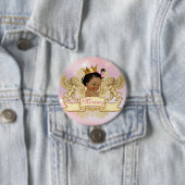 African Princess Pink|Sparkles Baby shower Button (In situ)