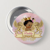 African Princess Pink|Sparkles Baby shower Button (Voorkant /achterkant)