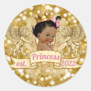 African Princess Royal Gold Glitter Favor Sticker