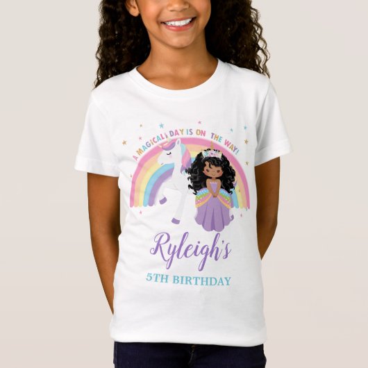 African Princess Unicorn Rainbow Birthday Outfit T-shirt (Voorkant)