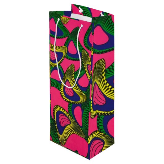 African Print Wine Gift Bag Wijn Cadeautas (Achterkant Gekanteld)