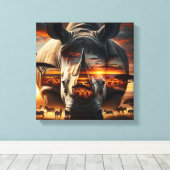 African Rhino Bushveld Sunset canvas (Insitu (Houten vloer))