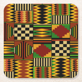 African Royal Kente Cloth Design Vierkante Kartonnen Onderzetter