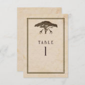 African Safari Giraffes Tree Weddenable Table Numb Kaart (Voorkant / Achterkant)