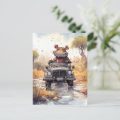 African Safari Hippo Briefkaart (Staand voorkant)