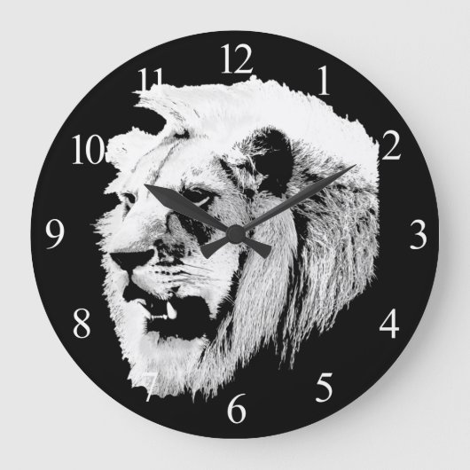 African Safari Lion  Large Clock Grote Klok (Voorkant)