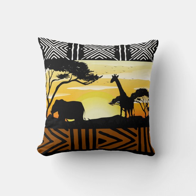 African Safari Scene Throw Pillow Kussen (Voorkant)