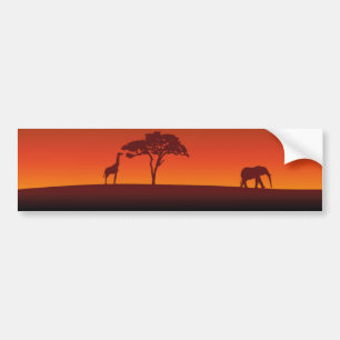 African Safari Silhouette - Bumpersticker