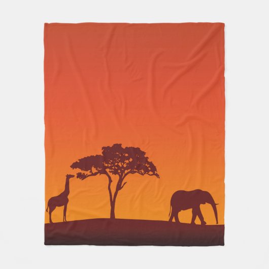African Safari Silhouette - Fleece Blanket (Voorkant)