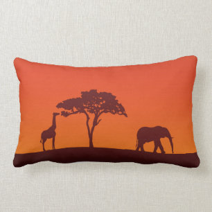 African Safari Silhouette - Lumbar Pillow Kussen