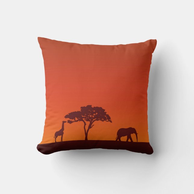 African Safari Silhouette - Pillow Kussen (Voorkant)