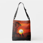 African Safari Sunset Animal Silhouettes Crossbody Tas (Achterkant)