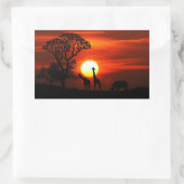 African Safari Sunset Animal Silhouettes Rechthoekige Sticker (Tas)