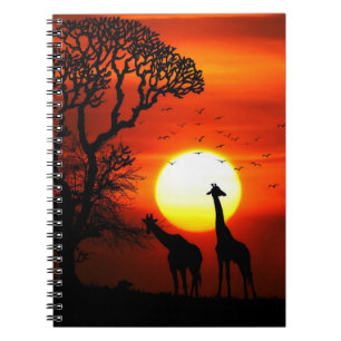 African Safari Sunset Giraffe Silhouettes Notitieboek