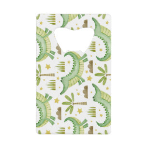 African Safari: Waterverf krokodil & palmbomen Kredietkaart Flessenopener