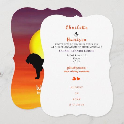 African Safari Wedding Destination Invitation Kaart (Voorkant / Achterkant)