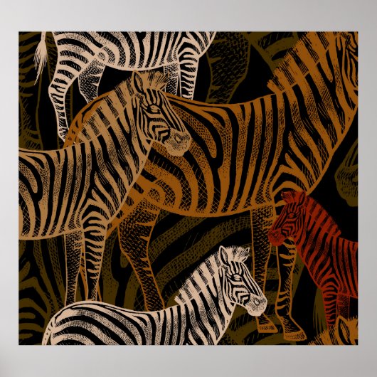 African Safari: Zebra  ontwerp Poster (Voorkant)