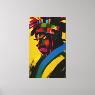 African Samurai Warrior Girl Canvas Afdruk