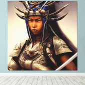African Samurai Woman Fierce Canvas Afdruk (Insitu (Houten vloer))