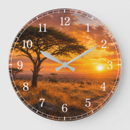 African Savanna Wall Clock — Wildlife Design Grote Klok